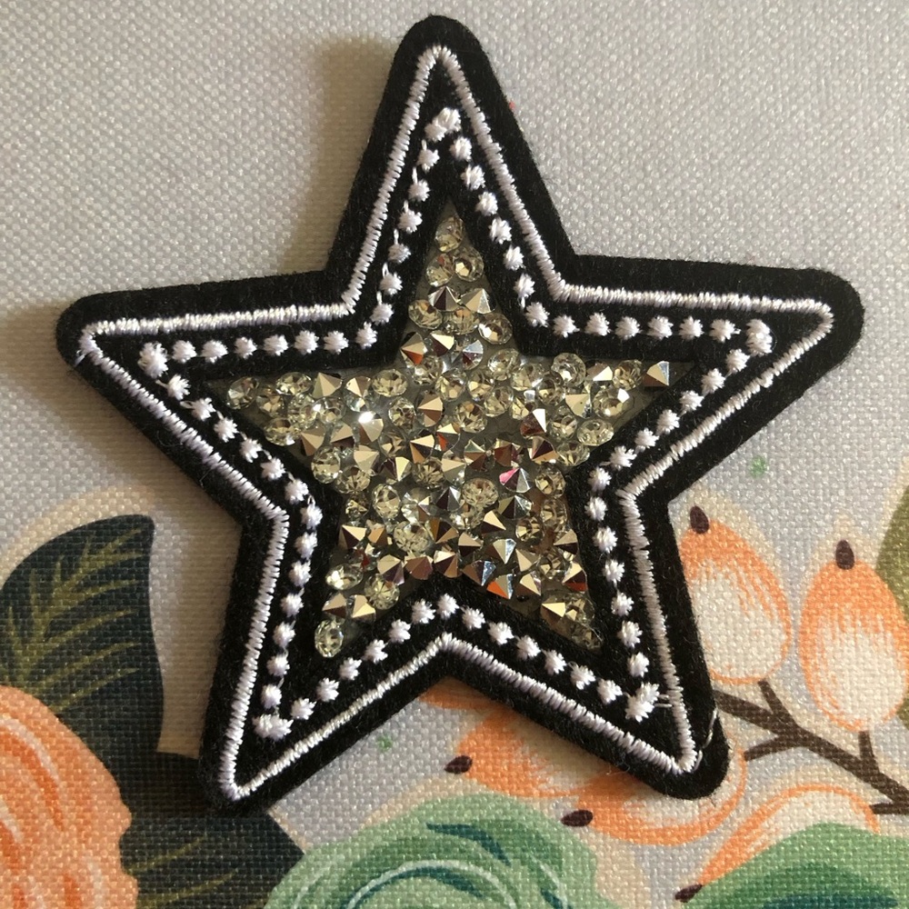 Embellished Star Patch - Black and Gold
